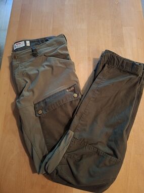 Fjallraven Keb Trousers Two-Tone Olive Green Cargo Pants 33-34 × Long